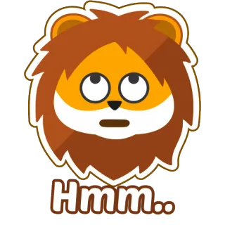 🙄 Hmm... leone, pensando, hmm, animale, cartone animato, carino telegram sticker