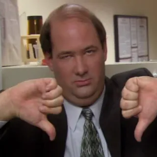 👎 Kevin Malone The Office série télé, bureau, kevin, je n'aime pas, pouce vers le bas telegram sticker