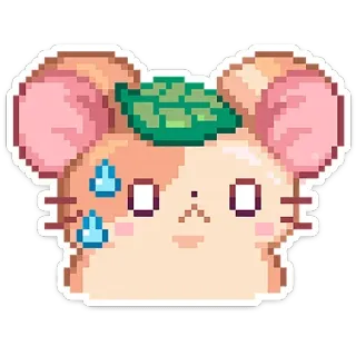 😓 픽셀 아트, 햄스터, 귀여운, 동물, 카와이, 땀방울 telegram sticker