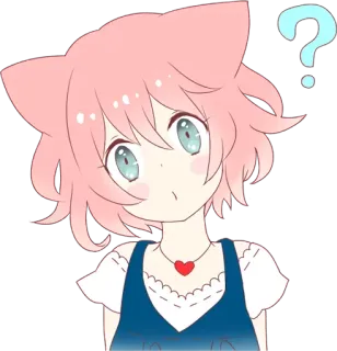 ❓ Anime, Carino, Domanda, Orecchie da gatto, Rossore, Confuso telegram sticker