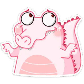 🤷‍♂️ крокодил, животное, розовый, мультик, милый, наклейка whatsapp sticker