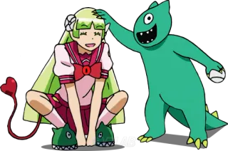 ✋ LAB anime, cartoon, monster, cute, pat, head, green, kawaii telegram sticker