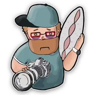 😴 nhiếp ảnh gia, máy ảnh, chân dung, người, đàn ông, râu, mũ telegram sticker