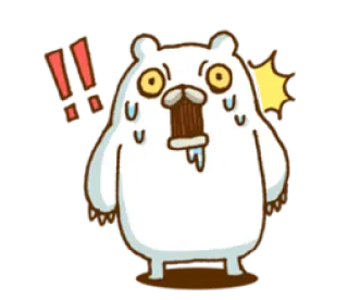 ‼ kartun, beruang, terkejut, terkejut, tanda seru telegram sticker