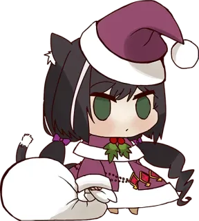 🎁 anime, chibi, christmas, girl, santa, cat, holiday telegram sticker