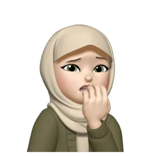 💿 Emoji, Hidżab, Zmartwiony, Zaniepokojony, Awatar telegram sticker