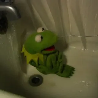 ☹️ Kermit Kermit the Frog, Muppets, frog, puppet, green, sink telegram sticker