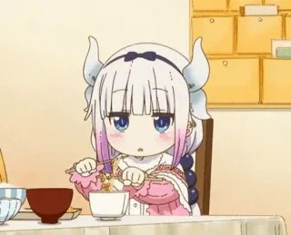 🍬 Kanna Kamui Miss Kobayashi's Dragon Maid 애니메이션, 드래곤, 귀여운, 먹방, 칸나, 캐릭터, 코바야시네 메이드래곤 whatsapp sticker