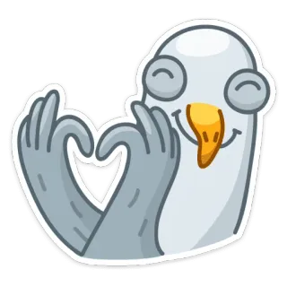 ❤ pássaro, gaivota, coração, fofo, animal, adesivo whatsapp sticker