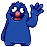 👋 怪物, 卡通, 蓝色, 友好的, 挥手, 可爱, 生物 whatsapp sticker