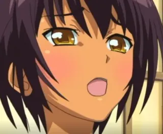 🙄 Anime, Ragazza, Pelle scura, Scioccata, Femmina, Cartone animato telegram sticker