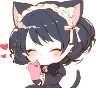 😻 猫耳娘, アニメ, かわいい, 可愛い, ハート, メイド telegram sticker