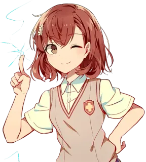 😉 аниме девушка, персонаж, милая, школьная форма, улыбка, подмигивание telegram sticker