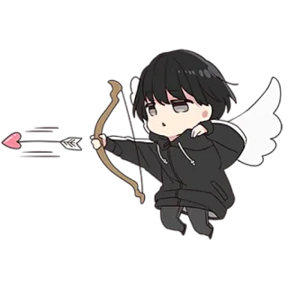 🥰 cupidon, flèche, cœur, ailes, style anime, amour, mignon telegram sticker