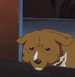 🥺 perro, anime, mascota, triste, marrón, cachorro, animal telegram sticker