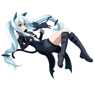 🥰 Anime, Mädchen, Katze, lange Haare, Stiefel, Kleid telegram sticker