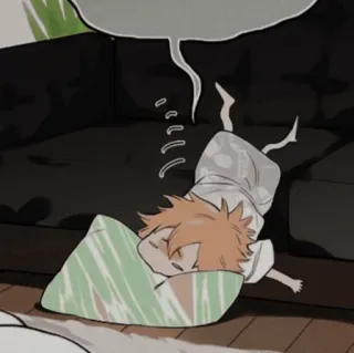 🐾 dormindo, fofo, anime, cansado, travesseiro telegram sticker