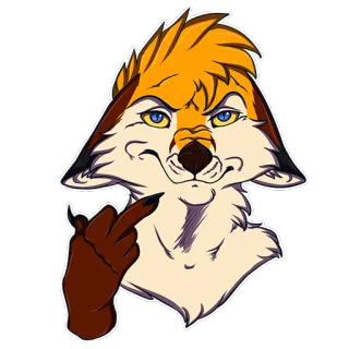 🖕 renard, anthropomorphe, doigt d'honneur, offensant, impoli, dessin animé, animal telegram sticker
