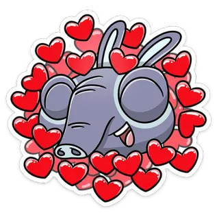 🥰 animal, conejo, corazón, amor, lindo, dibujos animados, ilustración telegram sticker