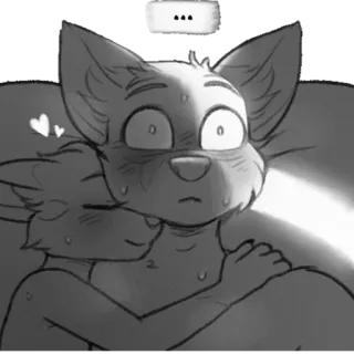 🥰 ... furry, hug, embrace, shocked, surprised, black and white, love, affectionate whatsapp sticker