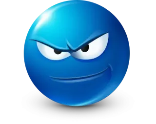 🤩 Emoji, Azul, Malvado, Sonriendo con sorna whatsapp sticker