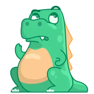 🤨 dinosaur, cartoon, sticker, green, reptile, animal, bored telegram sticker