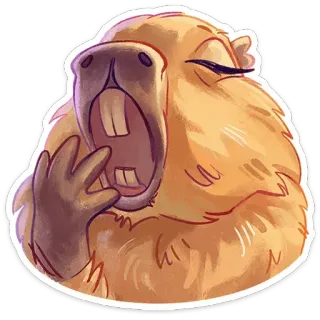 🥱 капибара, грызун, животное, милый, сонный, зевающий telegram sticker