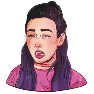 😭 pleurer, émotionnel, femme, triste, dessin animé telegram sticker