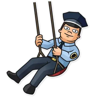 😜 cop, police, officer, swing, cartoon telegram sticker