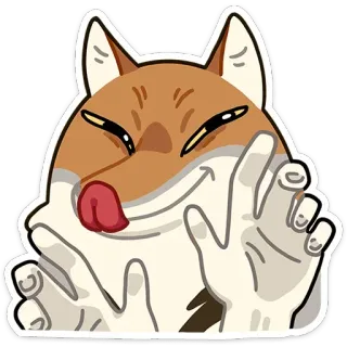 😊 chien, shiba inu, animal, signe de paix, mignon, langue, geste whatsapp sticker