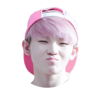 😖 Woozi kpop, seventeen, idol, capelli rosa telegram sticker