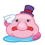 😬 blobfish, cute, pink, hat, cartoon, animal telegram sticker