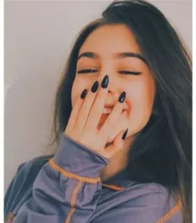 😂 女性, ポートレート, ティーン, 手, 笑顔, 女の子 telegram sticker
