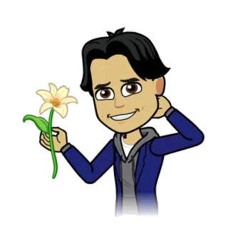 ☺️ Bitmoji, dessin animé, fleur, homme telegram sticker