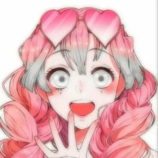 💕 Mitsuri Kanroji Demon Slayer anime, demon slayer, mitsuri kanroji, heart glasses, pink hair, fan art telegram sticker