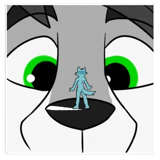 👁 YOU animal, furry, cartoon, character, cute, nose, wolf telegram sticker