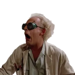 😧 Dr. Emmett Brown Back to the Future doc brown, back to the future, excited, surprised, movie, scientist telegram sticker