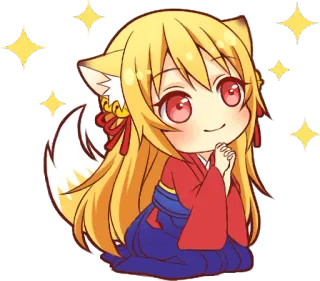 🙂 Anime, Raposa, Fofo, Chibi, Kawaii, Garota, Estrelas telegram sticker