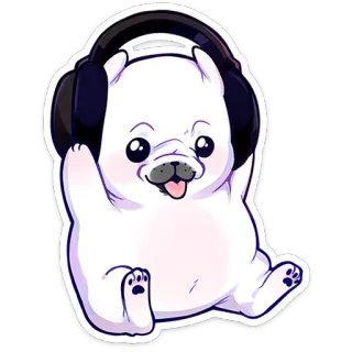 🎧 perro, cachorro, auriculares, música, lindo, dibujo animado, animal telegram sticker