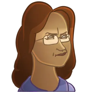 😑 femme, lunettes, portrait, dessin animé, en colère whatsapp sticker