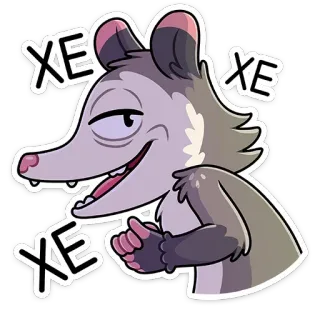 😈 XE XE XE zarigüeya, dibujos animados, animal, mamífero, pegatina, gracioso telegram sticker