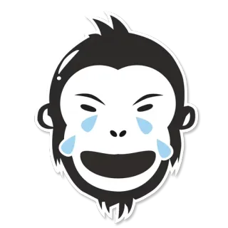 😜 aap, huilen, lachen, emoties, sticker, uitdrukking, humor telegram sticker