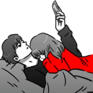 🌑 coppia, amore, relazione, carino, dormire, telefono telegram sticker