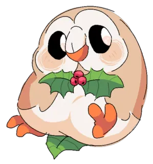 🎄 Rowlet Pokemon Pokémon, Brindibou, Noël, Festif, Dessin animé, Mignon telegram sticker