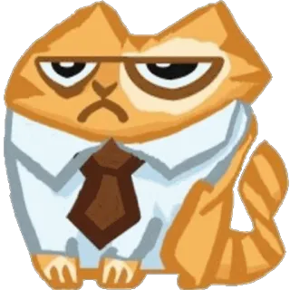 😐 gato, negócios, escritório, animal, sério, gravata telegram sticker