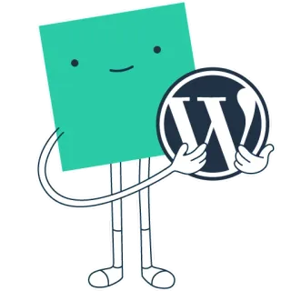😎 WordPress WordPress, sitio web, CMS, Logo, Verde, Cuadrado, Dibujos animados, Personaje telegram sticker