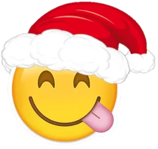 😋 Emoji, Natal, Topi Santa, Meriah, Smiley, Lidah telegram sticker