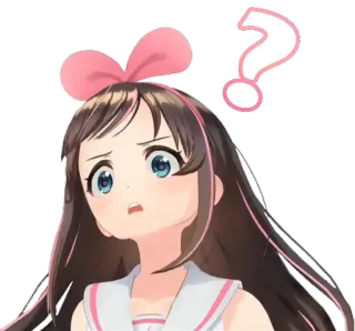 ❓ Kizuna AI kizuna ai, garota anime, youtuber virtual, ponto de interrogação, confuso/a, sticker, vtuber whatsapp sticker