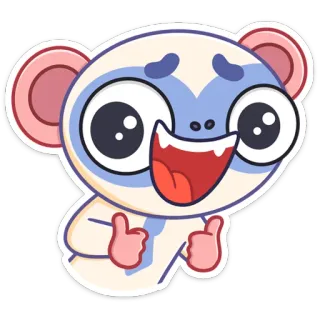 👍 macaco, animal, desenho animado, polegar para cima, fofo, adesivo telegram sticker