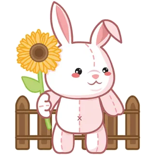 🌻 うさぎ, ヒマワリ, かわいい, 動物, アニメ telegram sticker